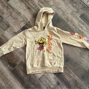 PAC Man Yellow Hoodie with Cartoon Graphics